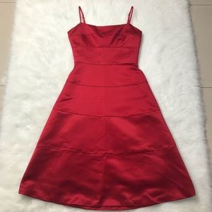 BCBGMaxAzria red satin midi dress